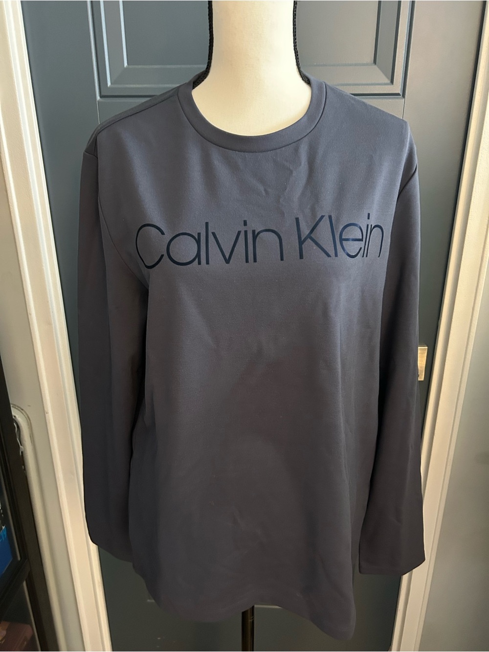 Calvin Klein Men’s Long Sleeve Logo Tee - Charcoal Navy